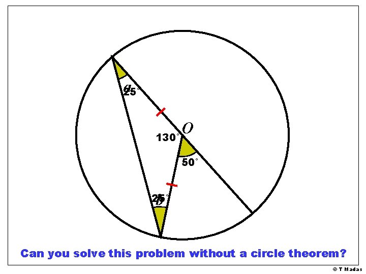 a 25° O 130° 50° b 25° Can you solve this problem without a a 25° O 130° 50° b 25° Can you solve this problem without a