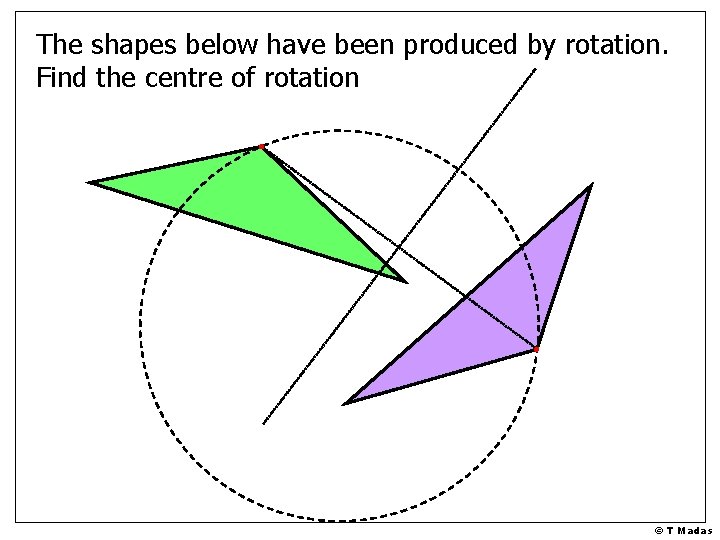 The shapes below have been produced by rotation. Find the centre of rotation © The shapes below have been produced by rotation. Find the centre of rotation ©