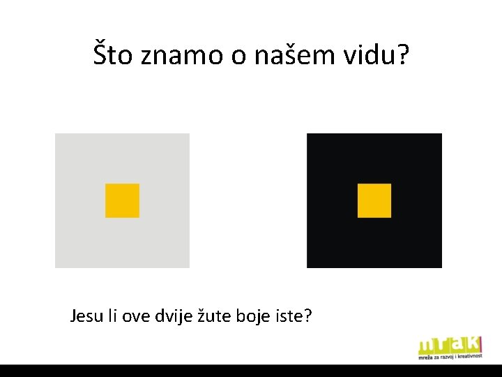 Što znamo o našem vidu? Jesu li ove dvije žute boje iste? 