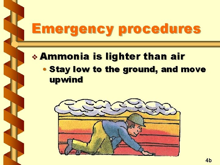 Emergency procedures v Ammonia is lighter than air • Stay low to the ground,