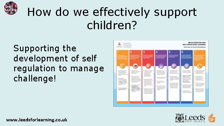 How do we effectively support children? Supporting the development of self regulation to manage