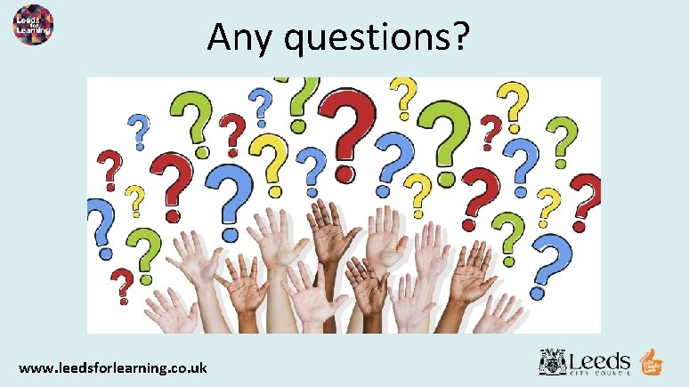 Any questions? www. leedsforlearning. co. uk 