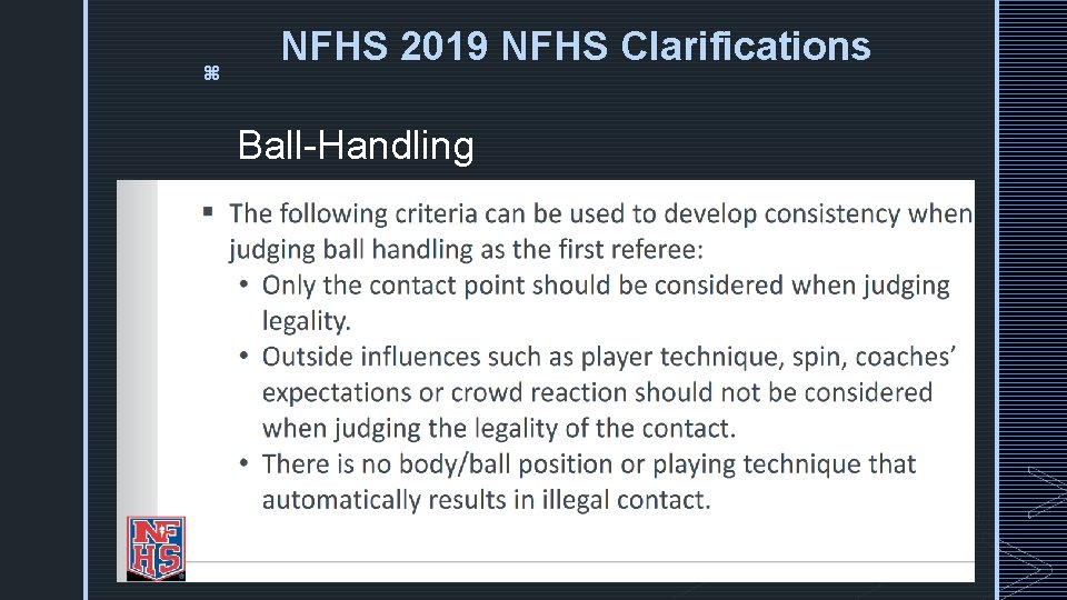 z NFHS 2019 NFHS Clarifications Ball-Handling 