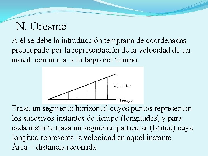  N. Oresme A él se debe la introducción temprana de coordenadas preocupado por