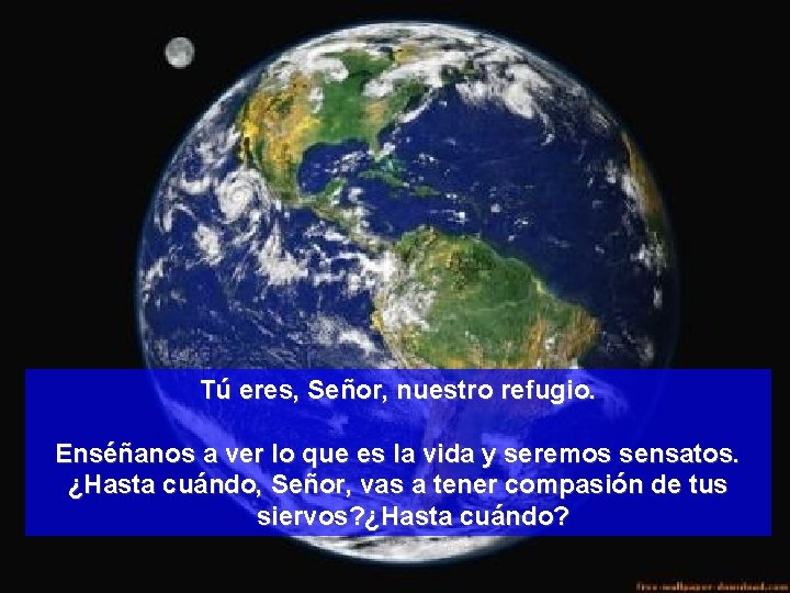 Tú eres, Señor, nuestro refugio. Enséñanos a ver lo que es la vida y