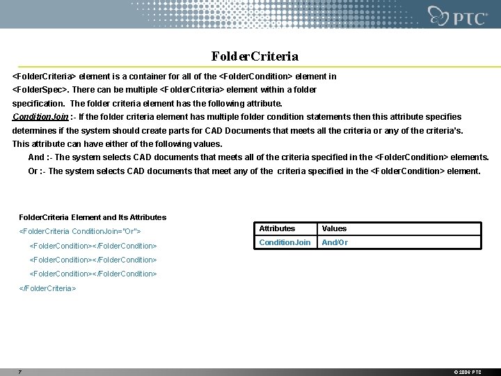 Folder. Criteria <Folder. Criteria> element is a container for all of the <Folder. Condition> Folder. Criteria <Folder. Criteria> element is a container for all of the <Folder. Condition>