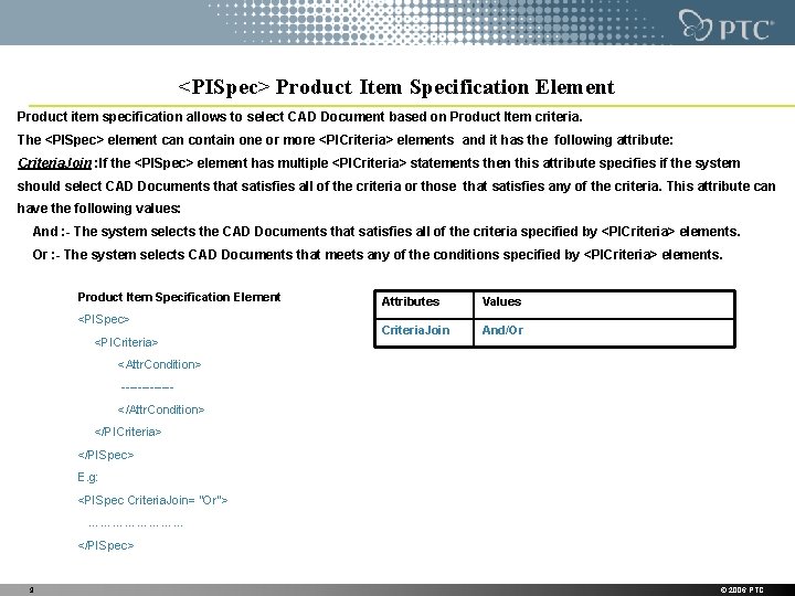 <PISpec> Product Item Specification Element Product item specification allows to select CAD Document based <PISpec> Product Item Specification Element Product item specification allows to select CAD Document based