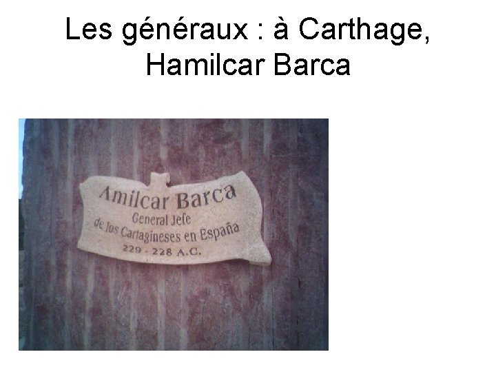 Les généraux : à Carthage, Hamilcar Barca 