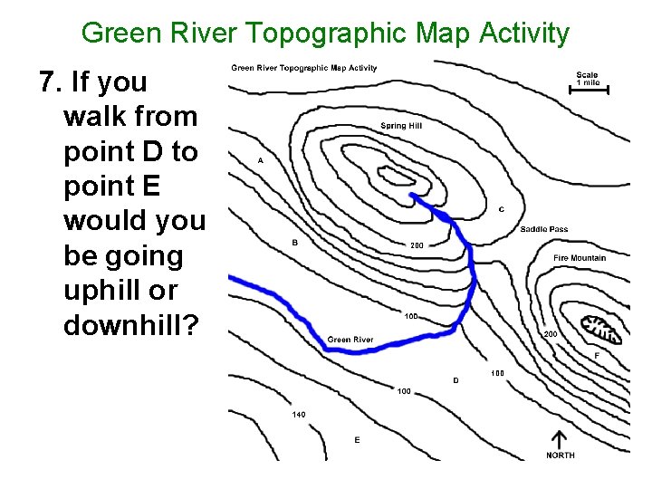 Green River Topographic Map Activity 7. If you walk from point D to point