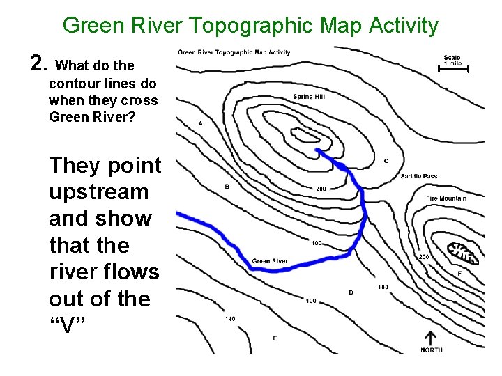 Green River Topographic Map Activity 2. What do the contour lines do when they