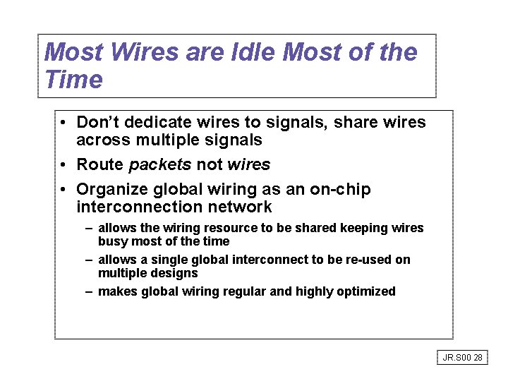 Most Wires are Idle Most of the Time • Don’t dedicate wires to signals, Most Wires are Idle Most of the Time • Don’t dedicate wires to signals,