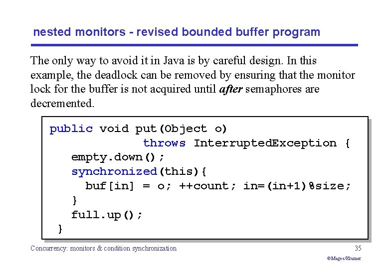 nested monitors - revised bounded buffer program The only way to avoid it in