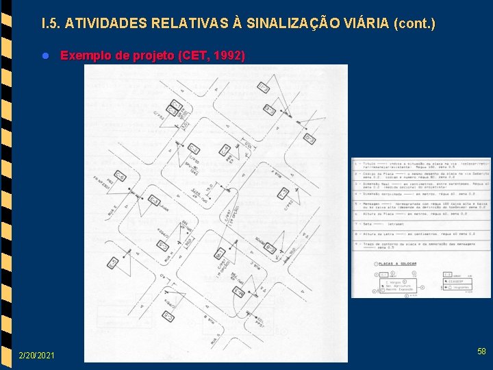 I. 5. ATIVIDADES RELATIVAS À SINALIZAÇÃO VIÁRIA (cont. ) l Exemplo de projeto (CET,