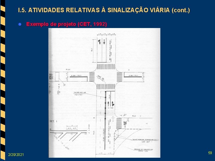 I. 5. ATIVIDADES RELATIVAS À SINALIZAÇÃO VIÁRIA (cont. ) l Exemplo de projeto (CET,