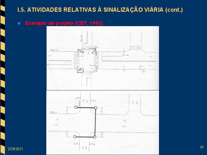 I. 5. ATIVIDADES RELATIVAS À SINALIZAÇÃO VIÁRIA (cont. ) l Exemplo de projeto (CET,