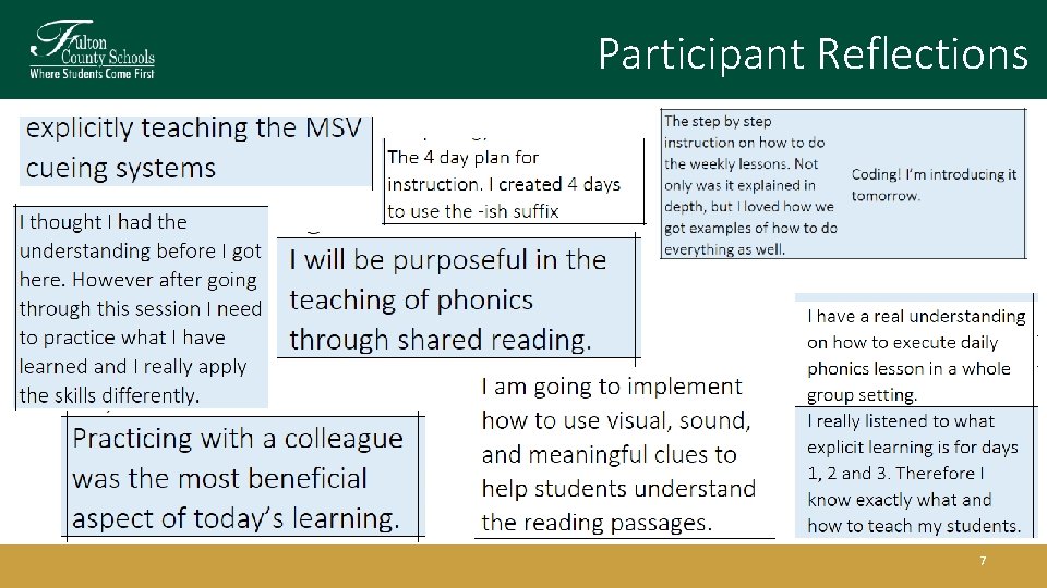 Participant Reflections 7 Participant Reflections 7