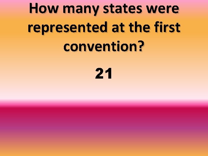 How many states were represented at the first convention? 21 