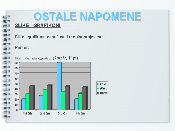 OSTALE NAPOMENE SLIKE I GRAFIKONI Slike i grafikone označavati rednim brojevima. Primer: Slika 1.