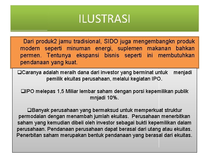 ILUSTRASI Dari produk 2 jamu tradisional, SIDO juga mengembangkn produk modern seperti minuman energi,