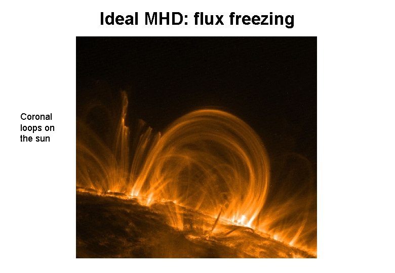 Ideal MHD: flux freezing Coronal loops on the sun 