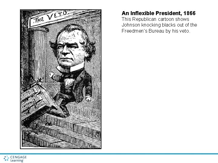 An Inflexible President, 1866 This Republican cartoon shows Johnson knocking blacks out of the An Inflexible President, 1866 This Republican cartoon shows Johnson knocking blacks out of the