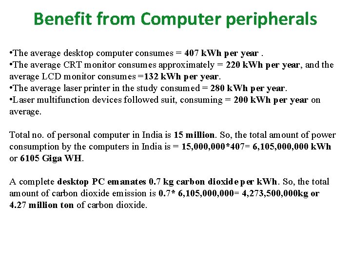 Standardization Of Green Ict With, Power Consumption Of Desktop Computer In India