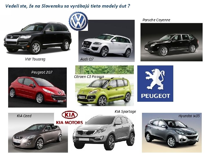 Vedeli ste, že na Slovensku sa vyrábajú tieto modely áut ? Porsche Cayenne VW