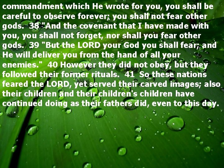 commandment which He wrote for you, you shall be careful to observe forever; you