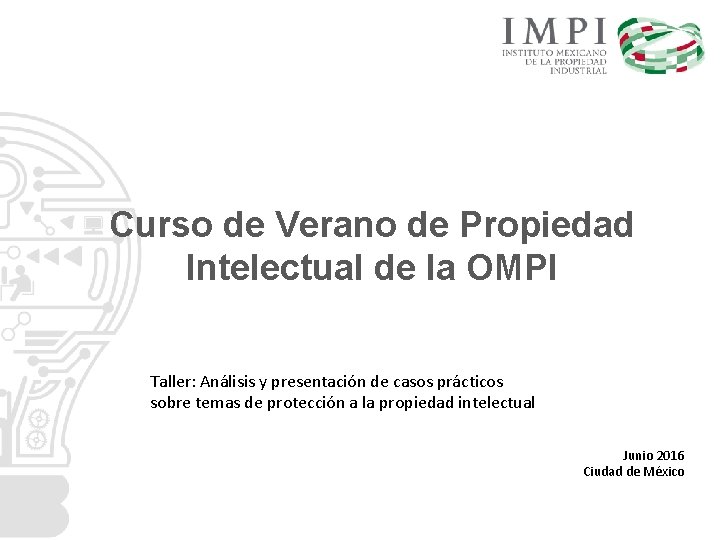 Curso de Verano de Propiedad Intelectual de la OMPI Taller: Análisis y presentación de
