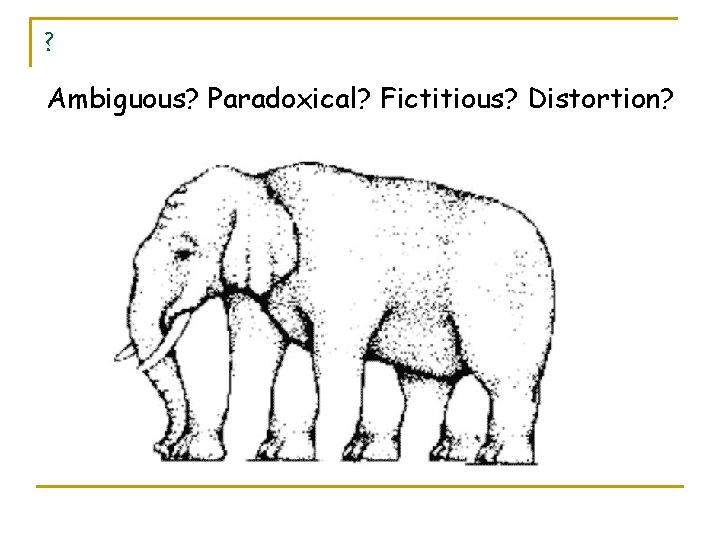 ? Ambiguous? Paradoxical? Fictitious? Distortion? 