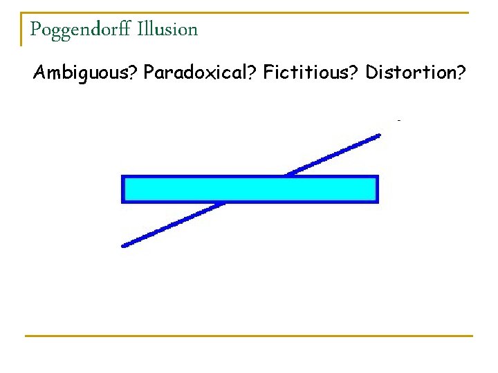 Poggendorff Illusion Ambiguous? Paradoxical? Fictitious? Distortion? 
