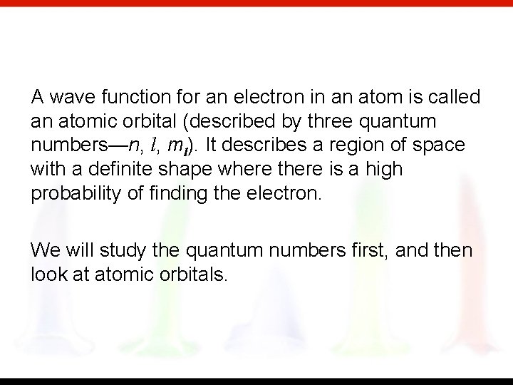 A wave function for an electron in an atom is called an atomic orbital
