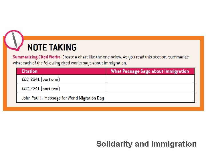 Solidarity and Immigration 