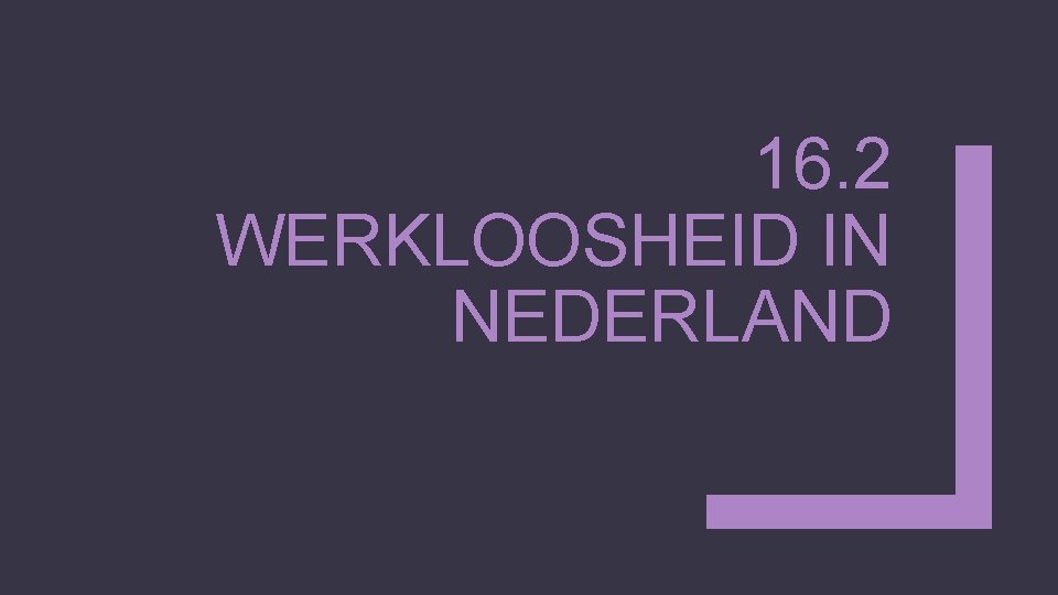16. 2 WERKLOOSHEID IN NEDERLAND 