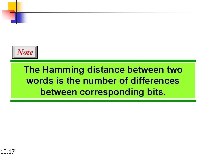 Note The Hamming distance between two words is the number of differences between corresponding Note The Hamming distance between two words is the number of differences between corresponding