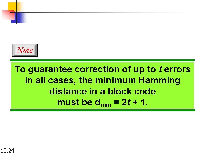 Note To guarantee correction of up to t errors in all cases, the minimum Note To guarantee correction of up to t errors in all cases, the minimum