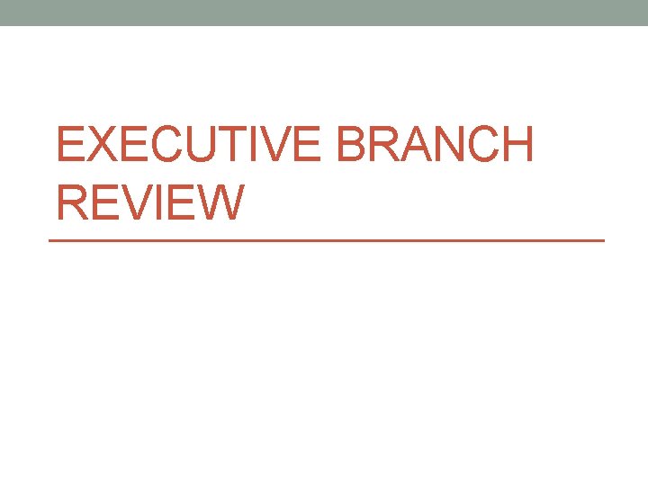 EXECUTIVE BRANCH REVIEW 