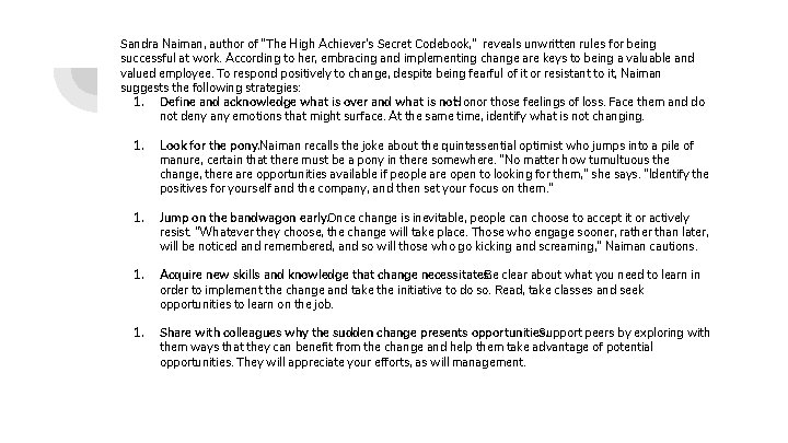 Sandra Naiman, author of "The High Achiever's Secret Codebook, " reveals unwritten rules for Sandra Naiman, author of "The High Achiever's Secret Codebook, " reveals unwritten rules for