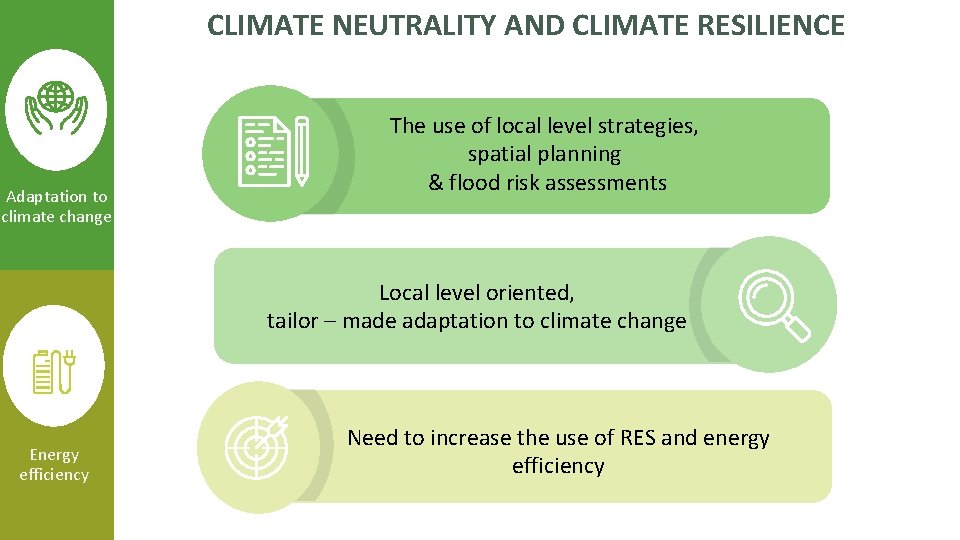 CLIMATE NEUTRALITY AND CLIMATE RESILIENCE Adaptation to climate change The use of local level
