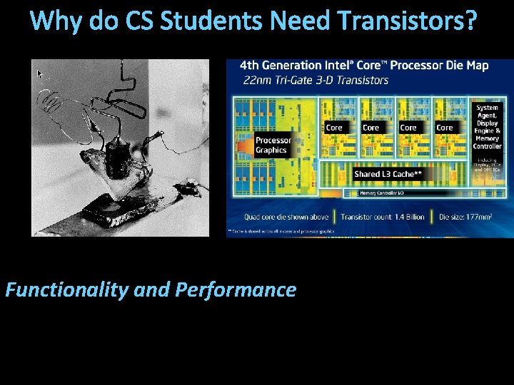 Why do CS Students Need Transistors? Functionality and Performance 