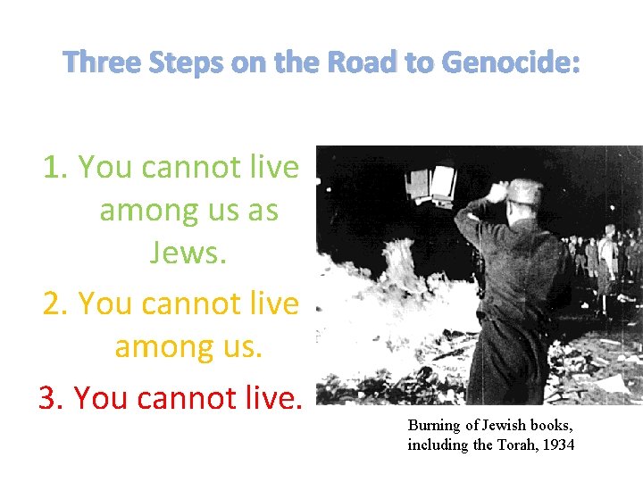 Three Steps on the Road to Genocide: 1. You cannot live among us as Three Steps on the Road to Genocide: 1. You cannot live among us as