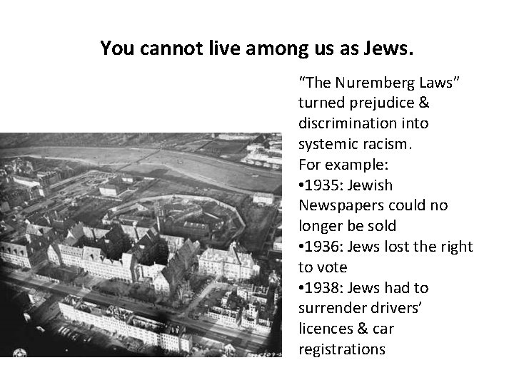 You cannot live among us as Jews. Below: Aerial view of Nuremberg, Germany, prewar You cannot live among us as Jews. Below: Aerial view of Nuremberg, Germany, prewar