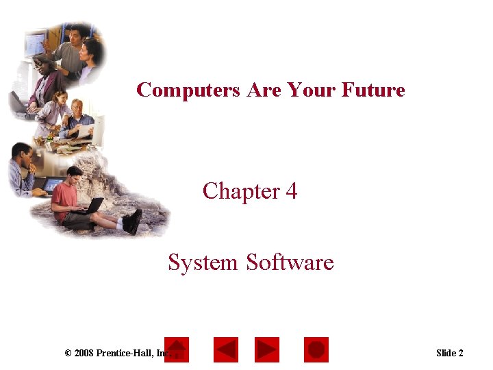 Computers Are Your Future Chapter 4 System Software © 2008 Prentice-Hall, Inc. Slide 2