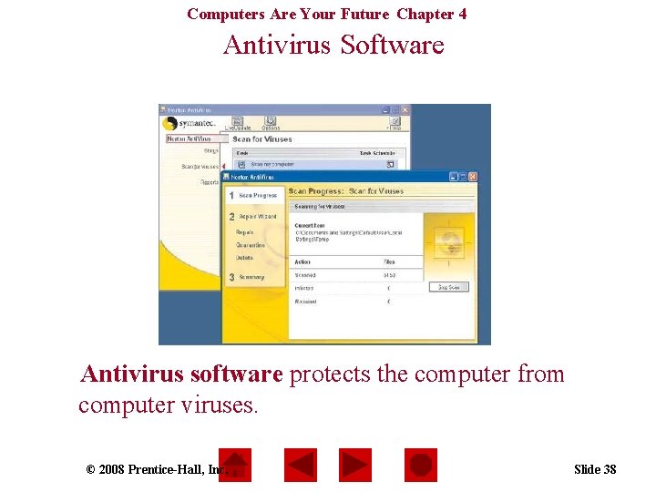 Computers Are Your Future Chapter 4 Antivirus Software Antivirus software protects the computer from