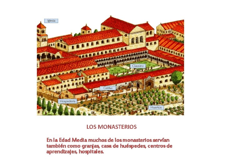 LOS MONASTERIOS En la Edad Media muchos de los monasterios servían también como granjas,