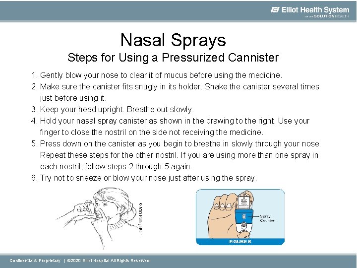 Nasal Sprays Steps for Using a Pressurized Cannister 1. Gently blow your nose to