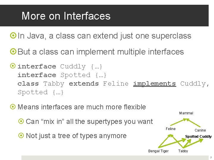 More on Interfaces In Java, a class can extend just one superclass But a More on Interfaces In Java, a class can extend just one superclass But a