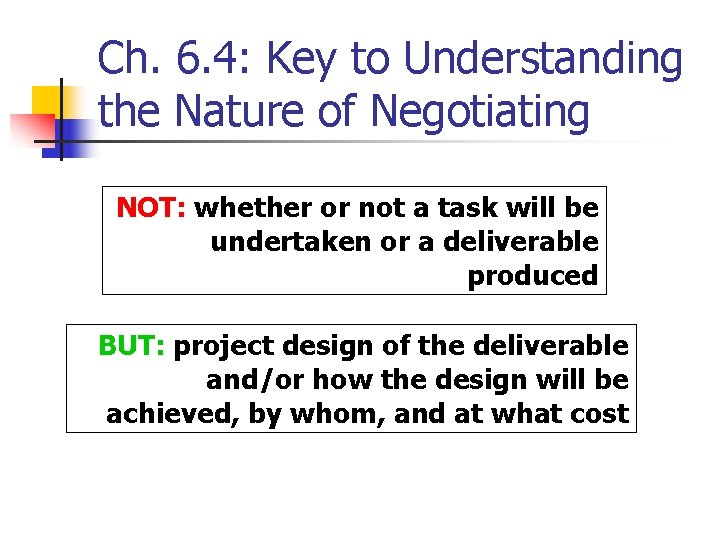 Ch. 6. 4: Key to Understanding the Nature of Negotiating NOT: whether or not