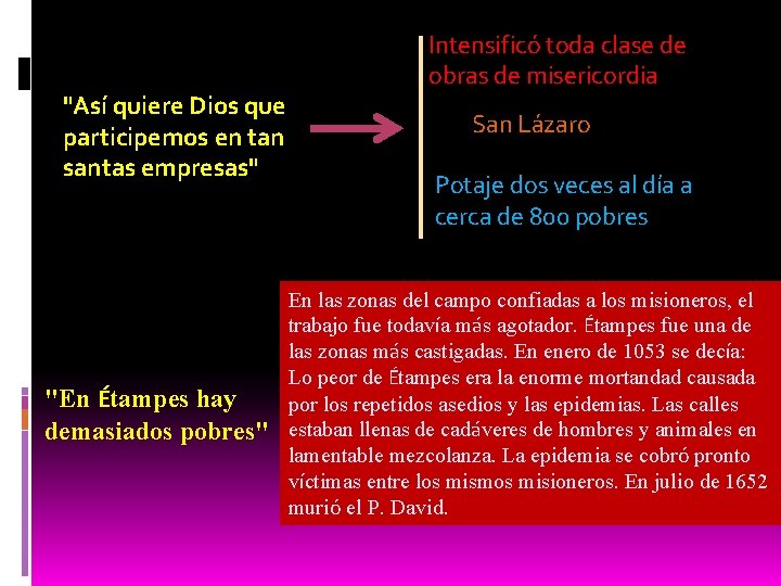 "Así quiere Dios que participemos en tan santas empresas" "En Étampes hay demasiados pobres"