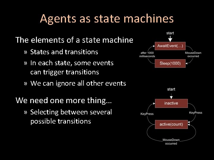 Agents as state machines The elements of a state machine » States and transitions